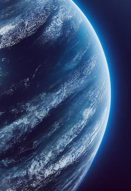 Planète bleue flottant dans l'univers infini