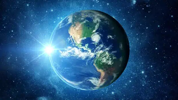 La Terre illuminée par un point lumineux